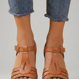 Damen Blockabsatz Sandalen mit gepolsterter Innensohle und Riemendesign