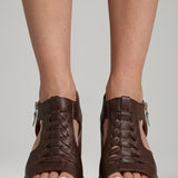 Damen Blockabsatz Sandalen mit Reißverschluss und gepolsterter Innensohle