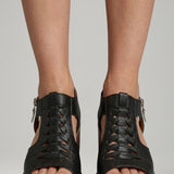 Damen Blockabsatz Sandalen mit Reißverschluss und gepolsterter Innensohle