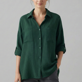 Damenbluse mit Kragen und Knopfverschluss