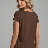 Damenbluse mit Schalkragen und Drapierung vorne