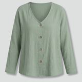 Damenbluse mit V-Ausschnitt und Knopfverschluss