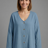 Damenbluse mit V-Ausschnitt und Knopfverschluss
