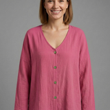 Damenbluse mit V-Ausschnitt und Knopfverschluss