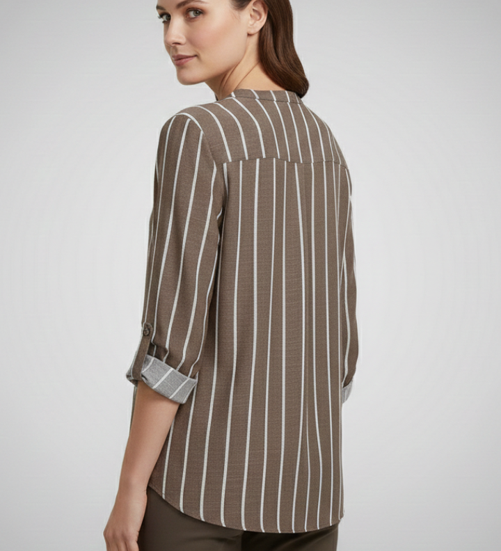Damenbluse mit V-Ausschnitt und Streifenmuster
