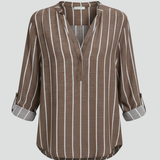 Damenbluse mit V-Ausschnitt und Streifenmuster