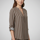 Damenbluse mit V-Ausschnitt und Streifenmuster