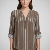 Damenbluse mit V-Ausschnitt und Streifenmuster