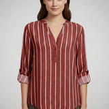 Damenbluse mit V-Ausschnitt und Streifenmuster