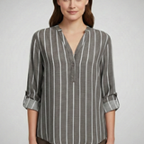Damenbluse mit V-Ausschnitt und Streifenmuster