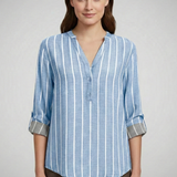 Damenbluse mit V-Ausschnitt und Streifenmuster