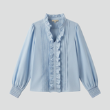Damenbluse mit V-Ausschnitt und Rüschendetails