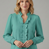 Damenbluse mit V-Ausschnitt und Rüschendetails