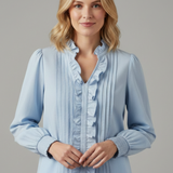 Damenbluse mit V-Ausschnitt und Rüschendetails