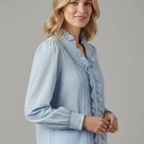 Damenbluse mit V-Ausschnitt und Rüschendetails