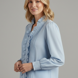Damenbluse mit V-Ausschnitt und Rüschendetails