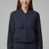 Damen Bomberjacke mit Baseballkragen und Druckknöpfen