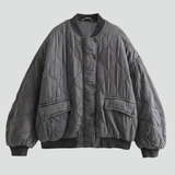 Damen Bomberjacke mit Druckknopfverschluss und gestepptem Obermaterial
