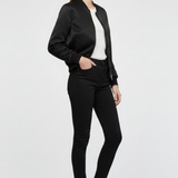 Damen Bomberjacke mit Reißverschluss und Rippdetails