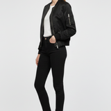 Damen Bomberjacke mit Reißverschluss und Rippdetails