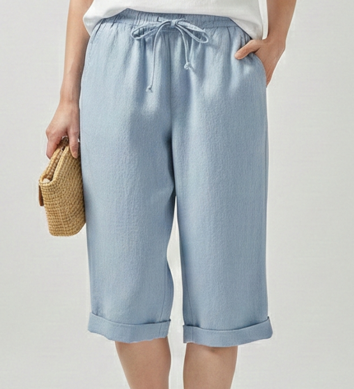 Damen Capri-Shorts mit elastischem Bund und Seitentaschen