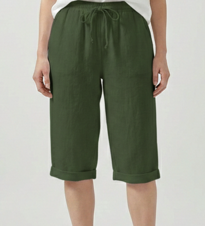Damen Capri-Shorts mit elastischem Bund und Seitentaschen