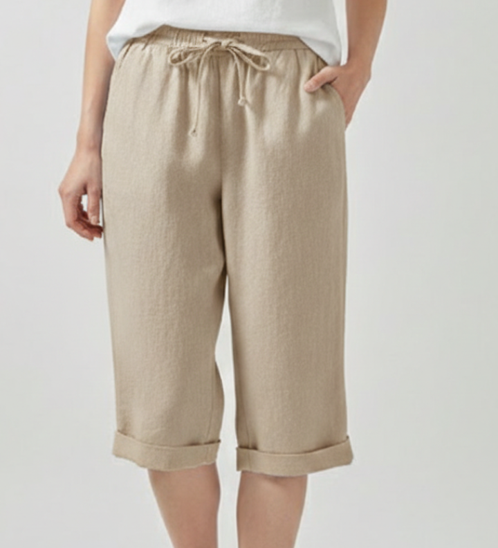Damen Capri-Shorts mit elastischem Bund und Seitentaschen