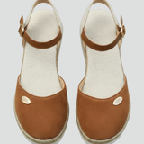 Damen Espadrilles Sandalen mit geschlossenem Zehenbereich und Fersenriemen