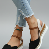 Damen Espadrilles Sandalen mit geschlossenem Zehenbereich und Fersenriemen