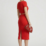 Damen Crop Top und Maxi Rock mit quadratischem Ausschnitt und seitlichem Schlitz