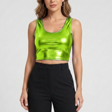 Damen Crop Top mit Rundhalsausschnitt und ärmellosem Schnitt