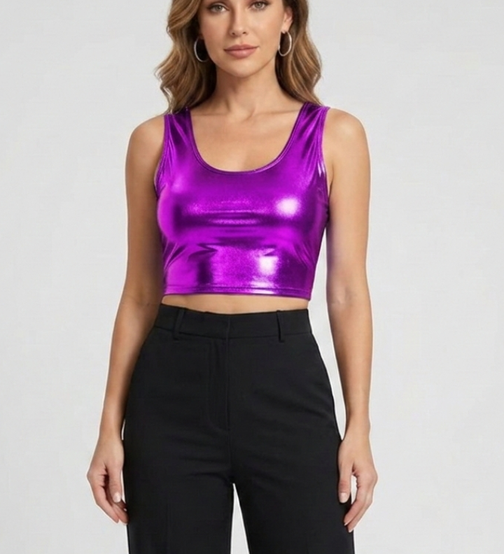 Damen Crop Top mit Rundhalsausschnitt und ärmellosem Schnitt