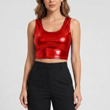 Damen Crop Top mit Rundhalsausschnitt und ärmellosem Schnitt