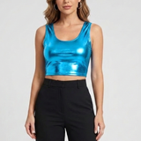 Damen Crop Top mit Rundhalsausschnitt und ärmellosem Schnitt