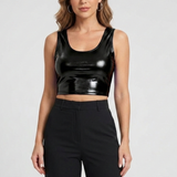 Damen Crop Top mit Rundhalsausschnitt und ärmellosem Schnitt