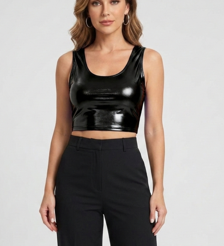 Damen Crop Top mit Rundhalsausschnitt und ärmellosem Schnitt
