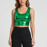 Damen Crop Top mit Rundhalsausschnitt und ärmellosem Schnitt