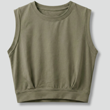 Damen Crop Top mit Rundhalsausschnitt und breiten Schultern