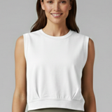 Damen Crop Top mit Rundhalsausschnitt und breiten Schultern
