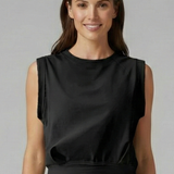 Damen Crop Top mit Rundhalsausschnitt und breiten Schultern