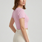 Damen Crop Top mit kurzen Ärmeln und gerippter Oberfläche