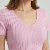 Damen Crop Top mit kurzen Ärmeln und gerippter Oberfläche