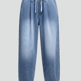 Damen Cropped Hose mit Kordelzugbund und Falten