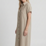 Damenkleid mit Knopfleiste und kurzen Ärmeln