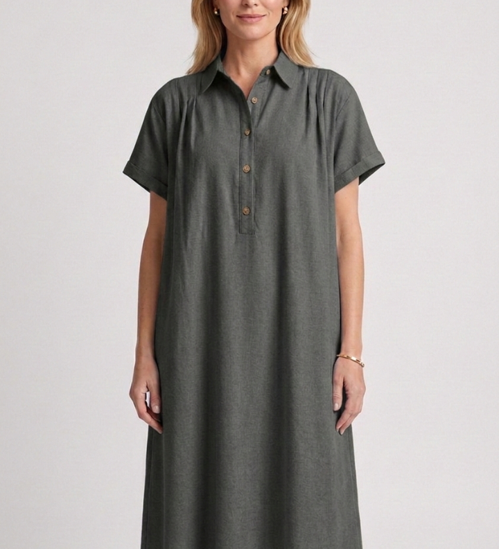 Damenkleid mit Knopfleiste und kurzen Ärmeln