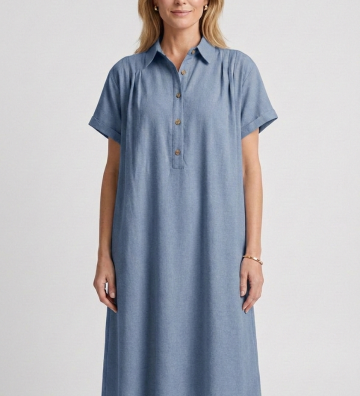 Damenkleid mit Knopfleiste und kurzen Ärmeln