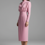 Damenkleid mit hohem Ausschnitt und langen Ärmeln