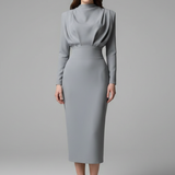 Damenkleid mit hohem Ausschnitt und langen Ärmeln