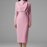 Damenkleid mit hohem Ausschnitt und langen Ärmeln