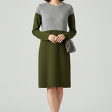 Damenkleid mit langen Ärmeln und strukturierten Oberflächen